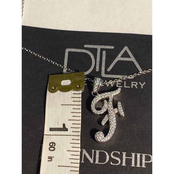 Dtla Friendship Initial F Necklace W/ Inspirational Quote Card Silver - Picture 2 of 5